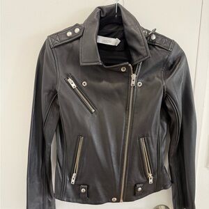 IRO Black Leather Moto Jacket